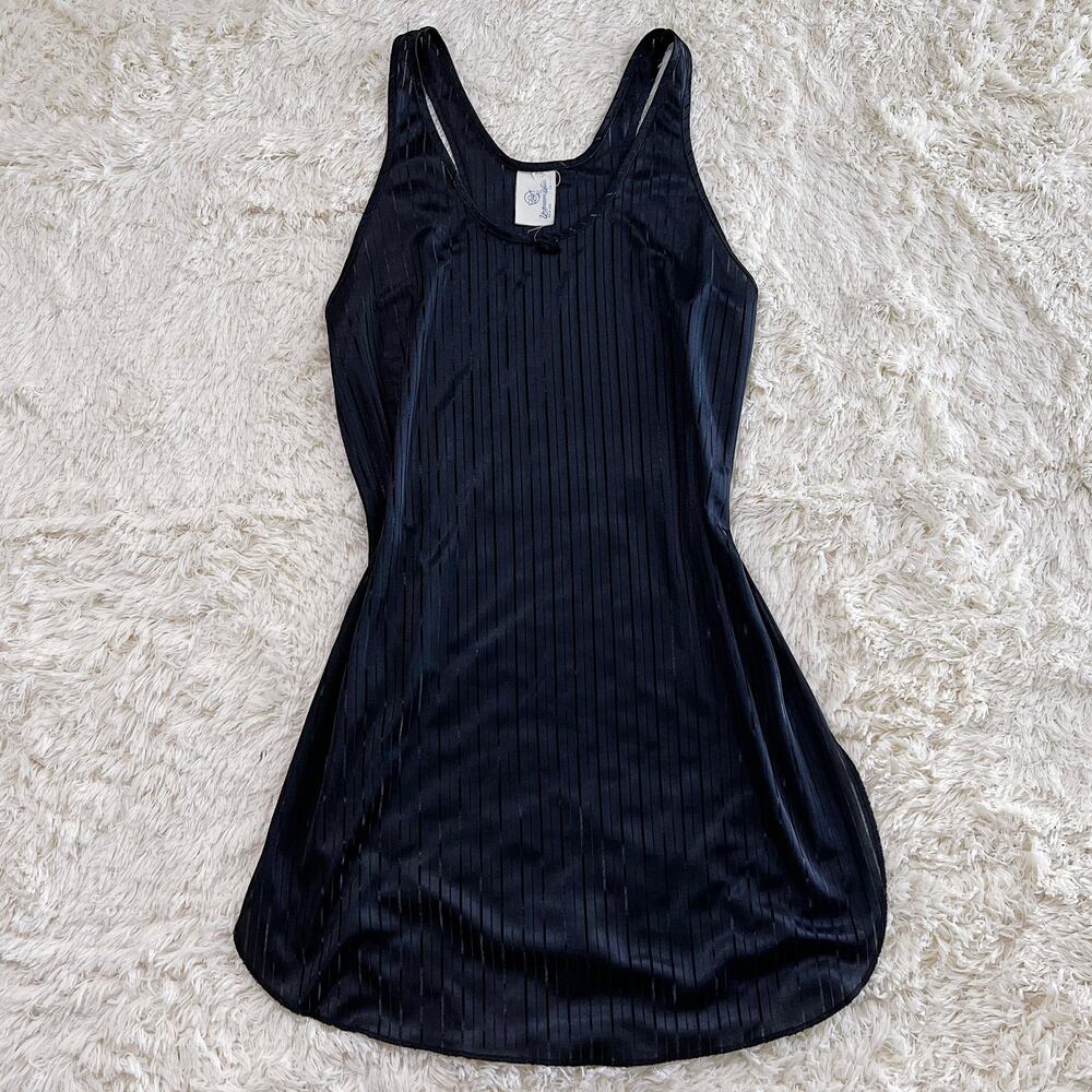 Vintage 1980s Undercover Wear Black Striped Slip Dress Size Medium